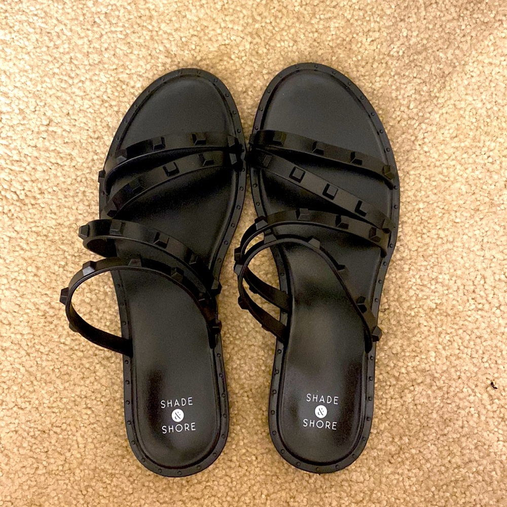 Black studded strappy sandals